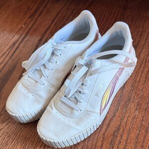 Puma White Sneakers with Colorful Stripes